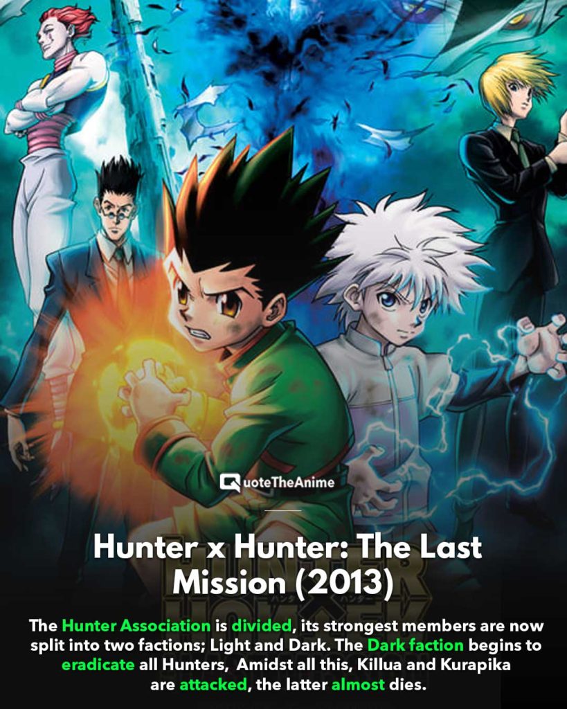 A scene from Hunter X Hunter: The Last Mission, showcasing the friendship and camaraderie among the characters